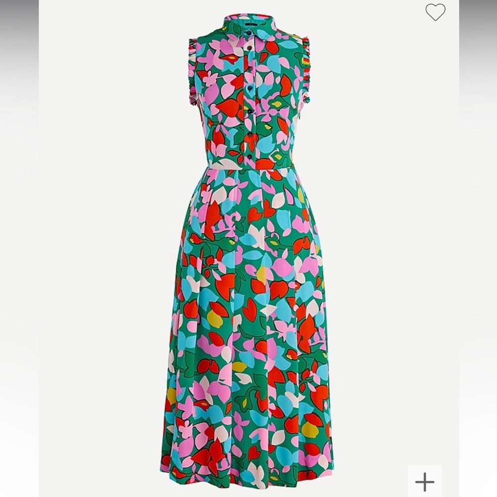 J. Crew Pleated Floral Midi Shirtdress 0